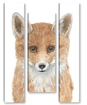 Модульная картина Лисенок, серия "Лесные животные"