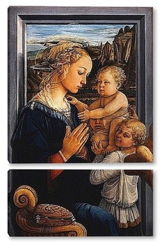 Модульная картина Мадонна с двумя ангелами