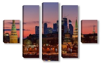 Модульная картина Москва. Сити. Кремль