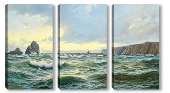 Модульная картина Скалистые берега моря в раннем утреннем свете