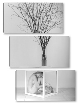 Модульная картина девушка и дерево