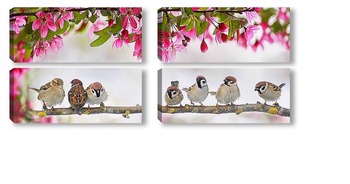Модульная картина птицы в мае
