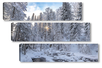 Модульная картина Зимний пейзаж на Алтае