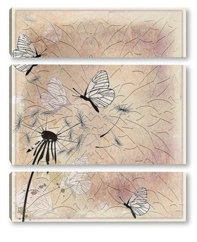 Модульная картина Бабочки на одуванчике