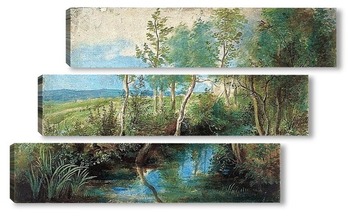 Модульная картина Пейзаж с ручьем