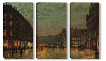 Модульная картина Переулок Борова Лидс при искусственном освещении 1881