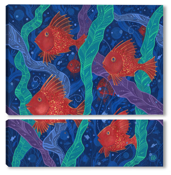 Модульная картина Красные рыбы