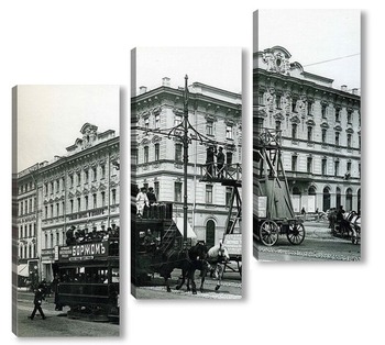  Двухъярусный автобус на площади Петра Первого 1907