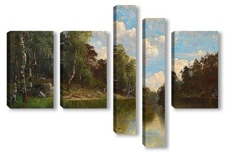 Модульная картина Пейзаж с рекой