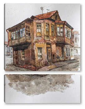 Модульная картина Старый дом в Тбилиси