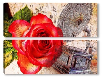 Модульная картина Роза и патефон