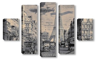 Модульная картина Улица старого Парижа