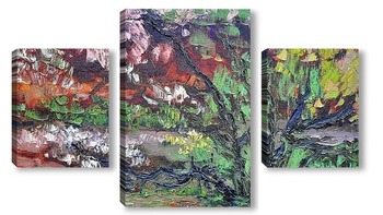 Модульная картина Весна. Цветение абрикоса.
