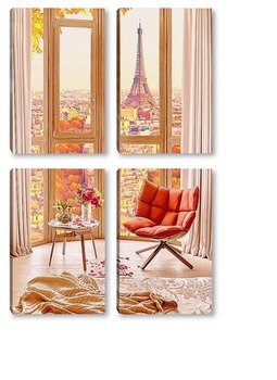 Модульная картина Окно в Париж
