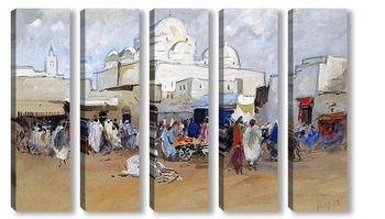 Модульная картина Вид на мечеть, площадь Баб-Соика, Тунис