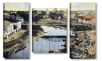 Модульная картина Река Пскова, рыбный ряд 1905  –  1909 ,  Россия,  Псковская область,  Псков