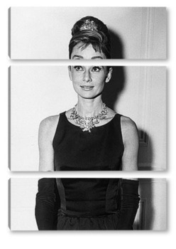 Модульная картина Одри Хепбёрн с бриллиантовым ожерельем.