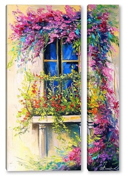 Модульная картина Цветущий балкон