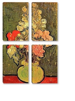 Модульная картина Натюрморт с вазой роз Мальвы