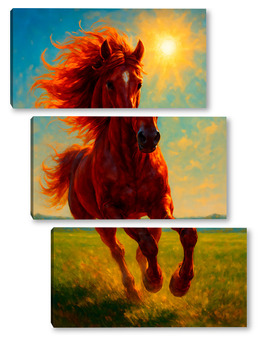 Модульная картина Красный конь