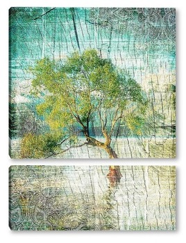 Модульная картина Дерево в озере