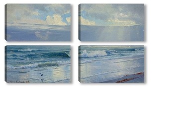 Модульная картина Волны вдоль берега моря (штат Род-Айленд)