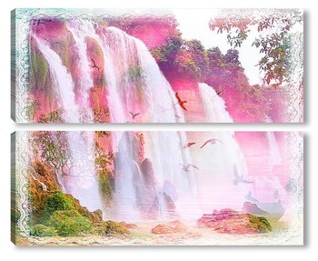 Модульная картина Сказочный фиолетовый водопад