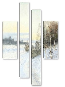  Снегири в зимнем пейзаже