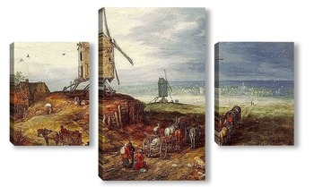 Модульная картина Пейзаж с мельницей