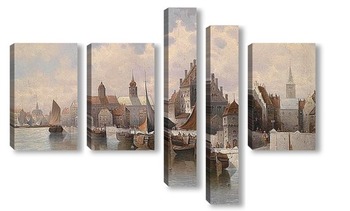 Модульная картина Портовый город