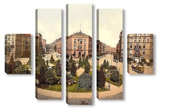 Модульная картина Фридрих-Вильгельм Платц, Кассель, Гессен-Нассау, Германия.1890-1900 гг