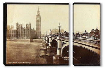Модульная картина Лондон, Дом Парламента и Вестминстерский мост, 1890