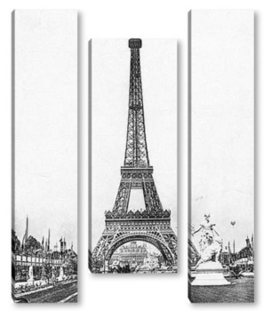 Модульная картина Вид на Эйфелеву башню с территории выставки 