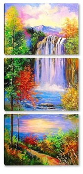 Модульная картина Горный водопад