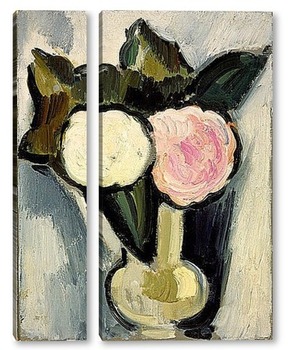 Модульная картина Белые и розовые цветы в вазе 