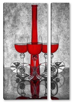 Модульная картина Этюд с бокалами и вином