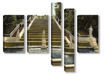 Модульная картина Петергоф золотая лестница, Санкт-Петербург, Россия 1890-1900 гг