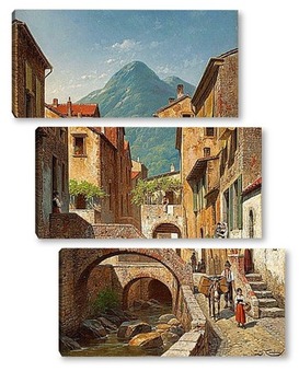 Модульная картина Сцена итальянской деревни