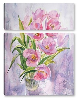 Модульная картина Розовые тюльпаны