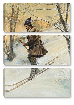 Модульная картина Лапландец на лыжах