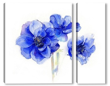 Модульная картина Синие цветы Анемоны