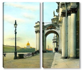 Модульная картина Санкт-Петербург. Эрмитаж (бывший Зимний дворец) частичный вид на вход Дворцовой площади