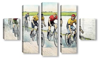 Модульная картина Велосипедисты, финиш 