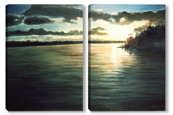 Модульная картина Закат над озером
