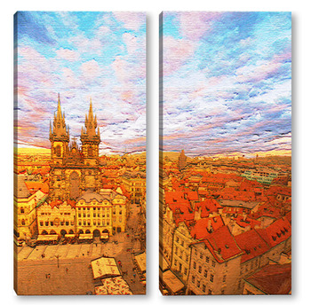 Модульная картина Над крышами Праги