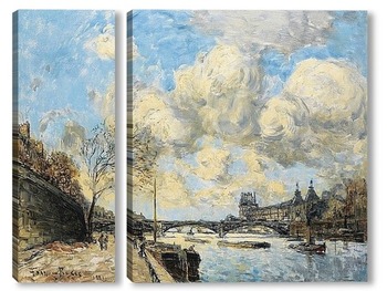 Модульная картина ПАРИЖ, Сена и Лувр