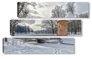  Санкт-Петербург. Красноармейский мост и Троицкий собор в снегопад..