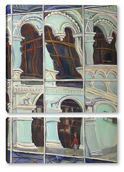Модульная картина Отражение. Рижский вокзал