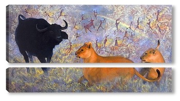 Модульная картина Львы и быки