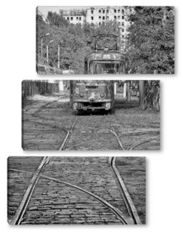 Модульная картина Old tram. Пенсионер.